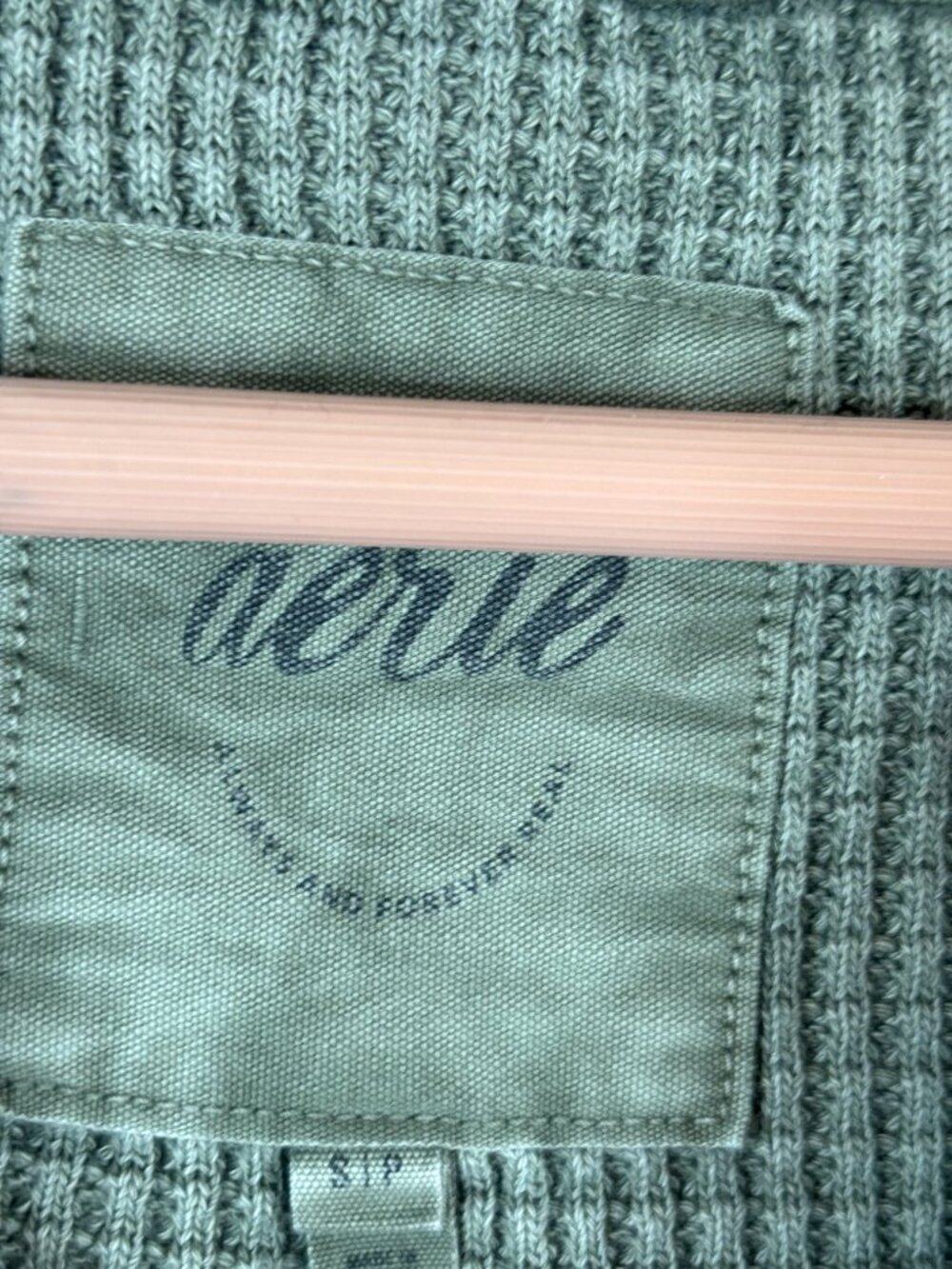 Aerie Oversized Crewneck Sweatshirt S Olive Green Waffle Knit Sleeve Slouchy - Picture 6 of 10